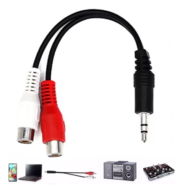 Cabo De Áudio P2 Macho Estéreo X 2 Rca Fêmea Av2 15cm - Promoção - Imagem 2