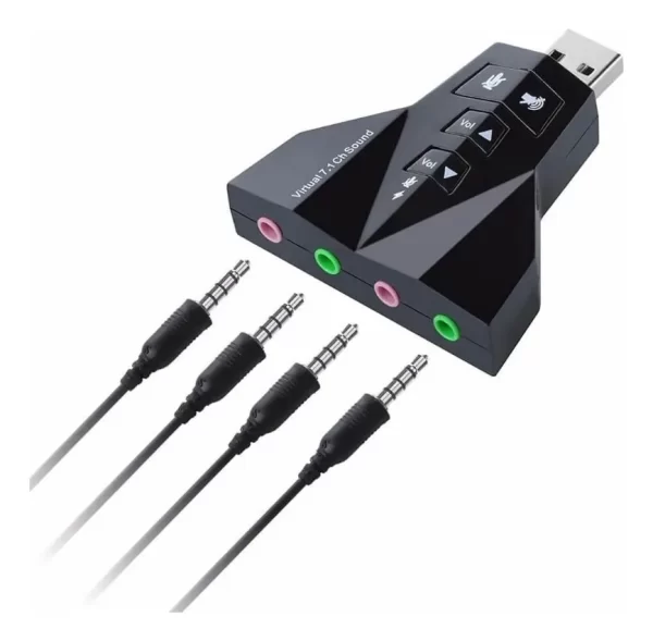 Adaptador USB 7.1 canais adaptador de áudio para laptop PC preto - Imagem 4
