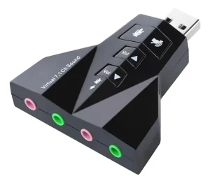 Adaptador USB 7.1 canais adaptador de áudio para laptop PC preto